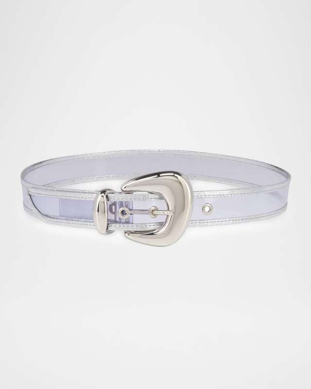 Bubble Belt in Clear PVC and Laminated Leather